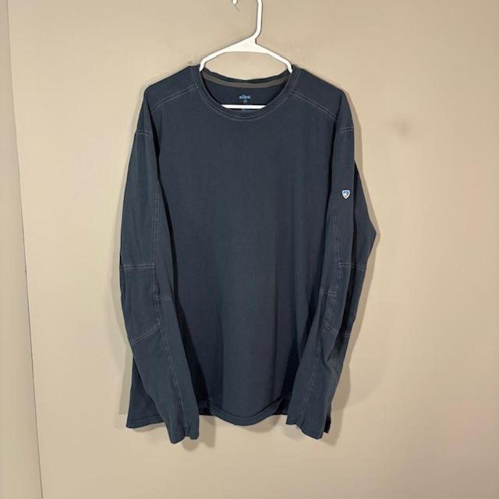Kuhl Shirt Mens Large Blue Wildfibre Bravado LS Crewneck Long Sleeve Tee Casual